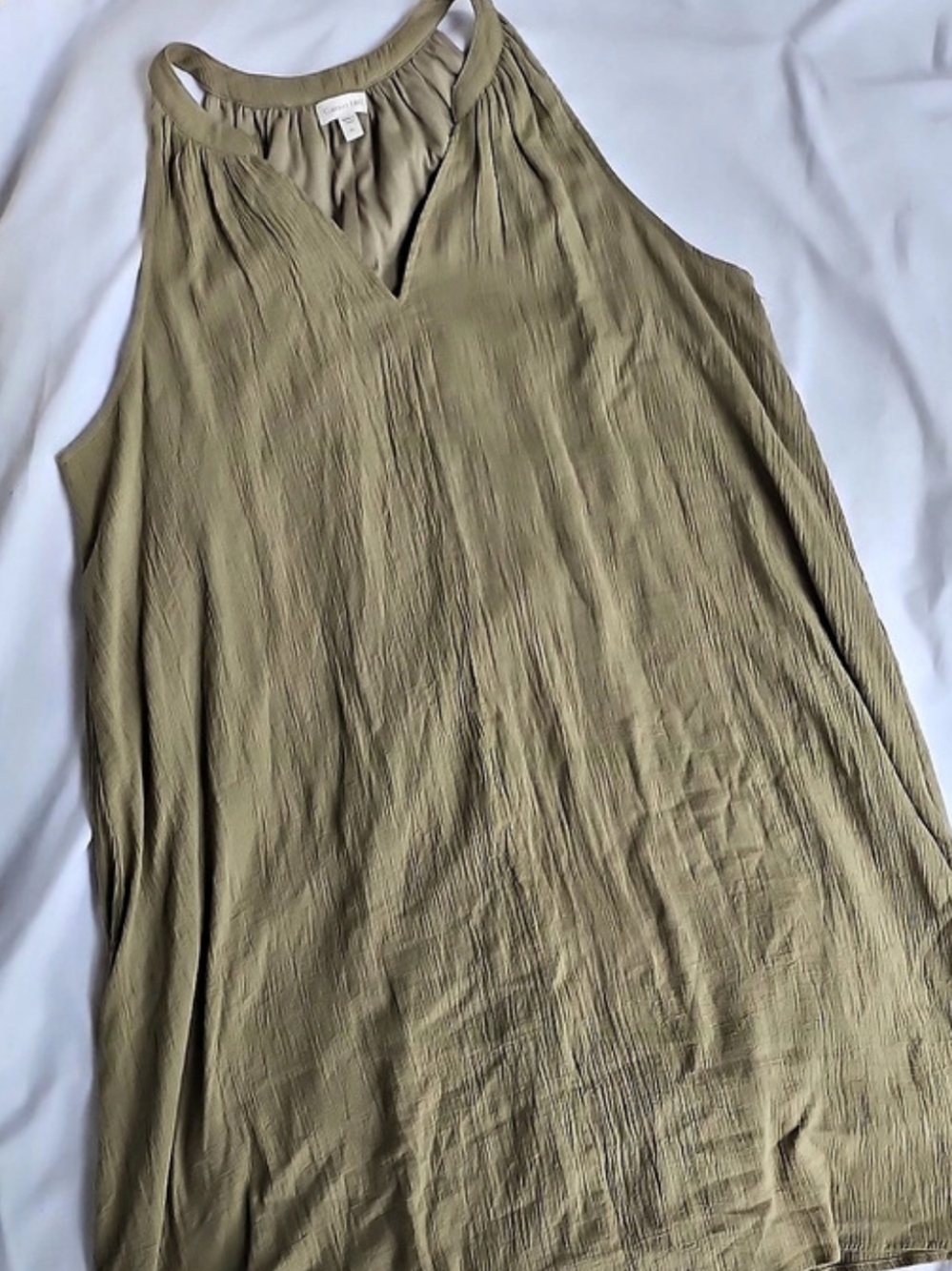 Garnet Hill Easy Cotton Gauze Cover-Up Dress Olive Maxi Dress Small